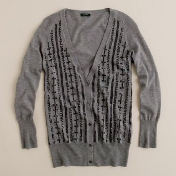 J Crew Cascading Sequin Cardigan - Picture 1 of 4